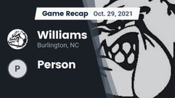 Recap: Williams  vs. Person 2021