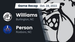 Recap: Williams  vs. Person  2022