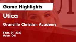 Utica  vs Granville Christian Academy Game Highlights - Sept. 24, 2022