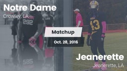 Matchup: Notre Dame High vs. Jeanerette  2016