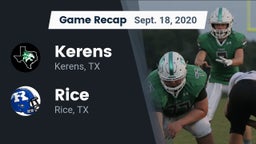 Recap: Kerens  vs. Rice  2020