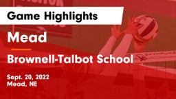 Mead  vs Brownell-Talbot School Game Highlights - Sept. 20, 2022
