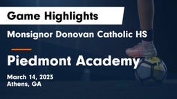 Monsignor Donovan Catholic HS vs Piedmont Academy  Game Highlights - March 14, 2023