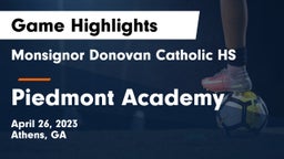 Monsignor Donovan Catholic HS vs Piedmont Academy  Game Highlights - April 26, 2023