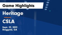 Heritage  vs CSLA Game Highlights - Sept. 29, 2022