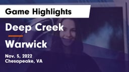 Deep Creek  vs Warwick  Game Highlights - Nov. 5, 2022