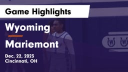 Wyoming  vs Mariemont  Game Highlights - Dec. 22, 2023