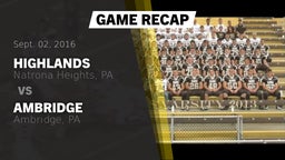 Recap: Highlands  vs. Ambridge  2016
