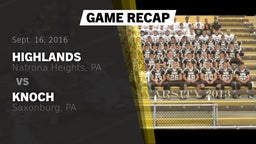 Recap: Highlands  vs. Knoch  2016