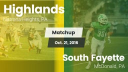 Matchup: Highlands High vs. South Fayette  2016