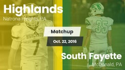 Matchup: Highlands High vs. South Fayette  2016