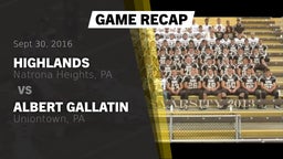 Recap: Highlands  vs. Albert Gallatin 2016