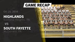 Recap: Highlands  vs. South Fayette  2016