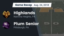 Recap: Highlands  vs. Plum Senior  2018