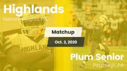Matchup: Highlands High vs. Plum Senior  2020