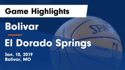 Bolivar  vs El Dorado Springs  Game Highlights - Jan. 10, 2019
