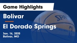 Bolivar  vs El Dorado Springs  Game Highlights - Jan. 16, 2020