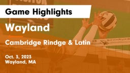 Wayland  vs Cambridge Rindge & Latin  Game Highlights - Oct. 3, 2023