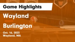 Wayland  vs Burlington  Game Highlights - Oct. 16, 2023