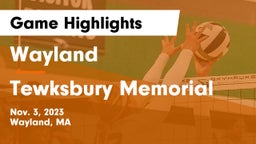 Wayland  vs Tewksbury Memorial Game Highlights - Nov. 3, 2023