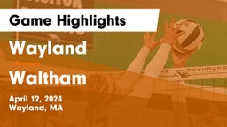 Wayland  vs Waltham  Game Highlights - April 12, 2024