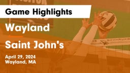 Wayland  vs Saint John's  Game Highlights - April 29, 2024