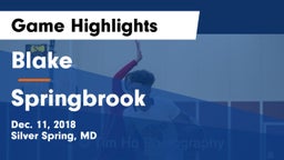 Blake  vs Springbrook  Game Highlights - Dec. 11, 2018