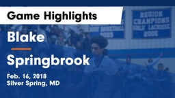 Blake  vs Springbrook  Game Highlights - Feb. 16, 2018