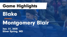 Blake  vs Montgomery Blair  Game Highlights - Jan. 31, 2020