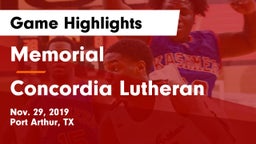 Memorial  vs Concordia Lutheran  Game Highlights - Nov. 29, 2019