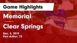 Memorial  vs Clear Springs  Game Highlights - Dec. 5, 2019