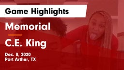 Memorial  vs C.E. King  Game Highlights - Dec. 8, 2020