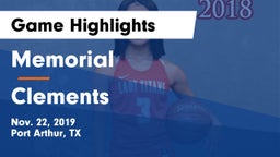 Memorial  vs Clements Game Highlights - Nov. 22, 2019