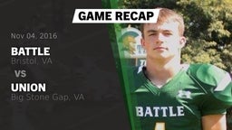 Recap: Battle  vs. Union  2016