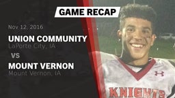Recap: Union Community  vs. Mount Vernon  2016
