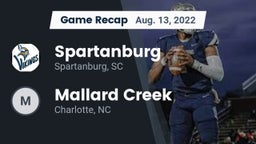 Recap: Spartanburg  vs. Mallard Creek  2022