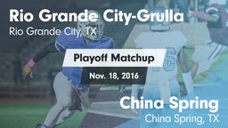 Matchup: Rio Grande Grulla vs. China Spring  2016