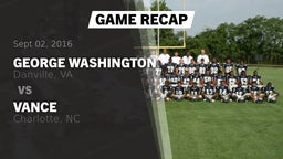 Recap: George Washington  vs. Vance  2016