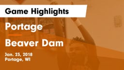 Portage  vs Beaver Dam  Game Highlights - Jan. 23, 2018