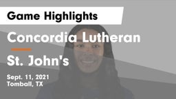 Concordia Lutheran  vs St. John's  Game Highlights - Sept. 11, 2021