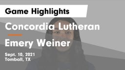 Concordia Lutheran  vs Emery Weiner  Game Highlights - Sept. 10, 2021