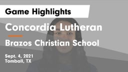 Concordia Lutheran  vs Brazos Christian School Game Highlights - Sept. 4, 2021