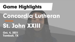 Concordia Lutheran  vs St. John XXIII  Game Highlights - Oct. 4, 2021