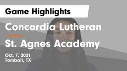 Concordia Lutheran  vs St. Agnes Academy  Game Highlights - Oct. 7, 2021