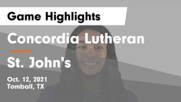 Concordia Lutheran  vs St. John's  Game Highlights - Oct. 12, 2021
