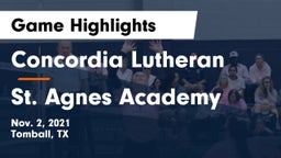 Concordia Lutheran  vs St. Agnes Academy  Game Highlights - Nov. 2, 2021