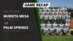 Recap: Murieta Mesa  vs. Palm Springs  2016