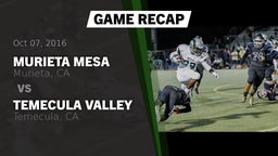Recap: Murieta Mesa  vs. Temecula Valley  2016