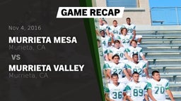 Recap: Murrieta Mesa  vs. Murrieta Valley  2016
