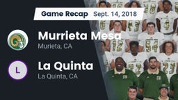 Recap: Murrieta Mesa  vs. La Quinta  2018